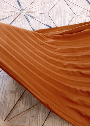 m Beden camel Renk Bej Uzun Pilili Bohem Etek