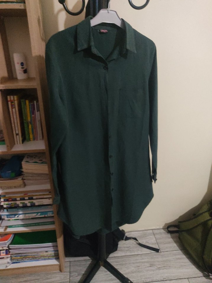 Erkek Yeşil Uzun Kollu Düğmeli Gömlek - Görsel 4