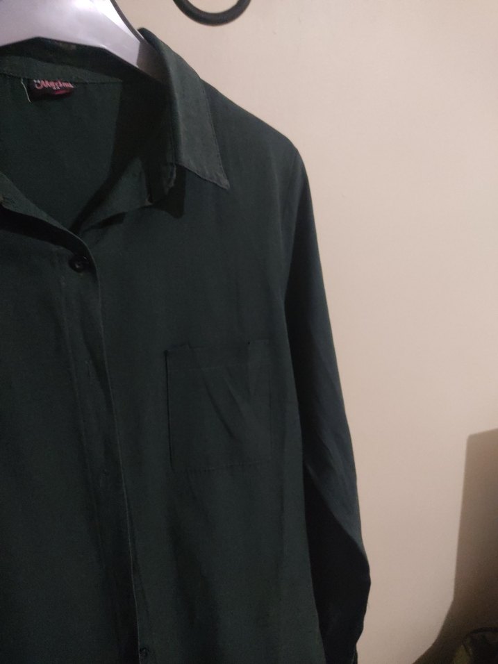 Erkek Yeşil Uzun Kollu Düğmeli Gömlek - Görsel 2