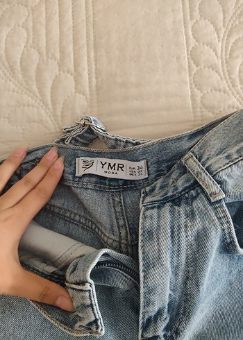 mavi Bol Kesim Midi Denim Kadın Jean - Görsel 3