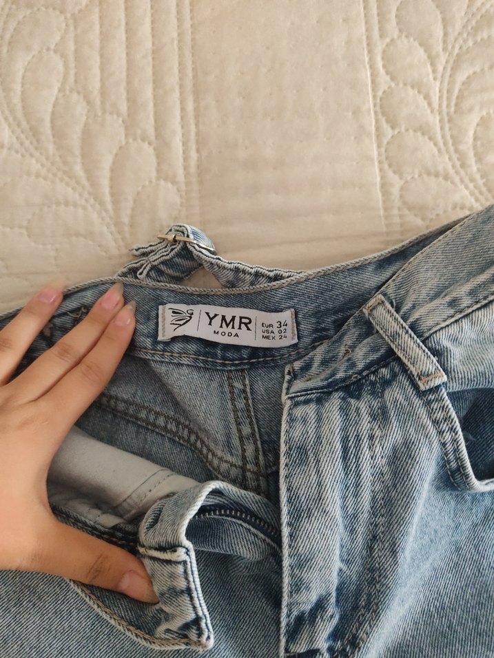 mavi Bol Kesim Midi Denim Kadın Jean - Görsel 3