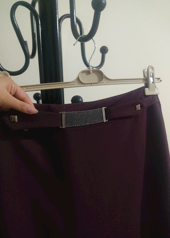 Bordo Uzun Kadın Etek Yırtmaçlı - Görsel 4