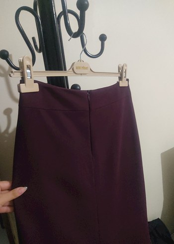 Bordo Uzun Kadın Etek Yırtmaçlı - Görsel 3