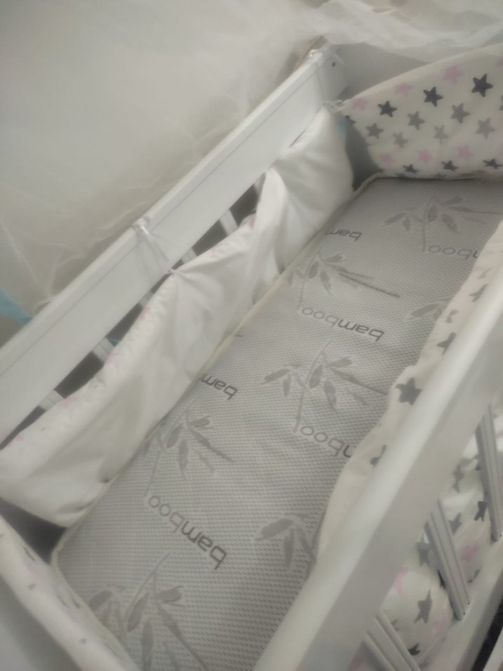 Beyaz Bebek Beşiği ve beyaz Tül Örtü - Görsel 2