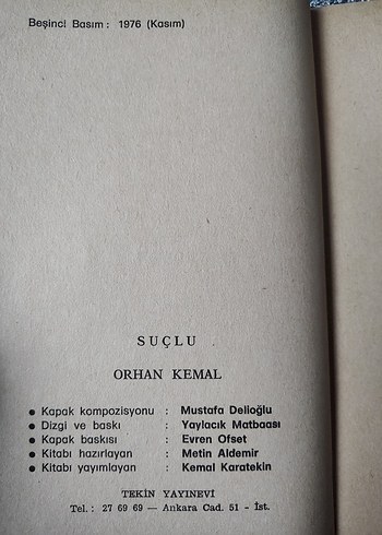 Suçlu - Orhan Kemal Romanı