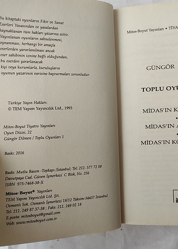  Beden Güngör Dilmen Toplu Oyunları 1 Kitap