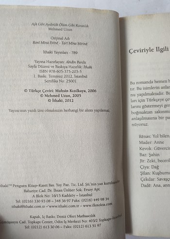 Beden Mehmed Uzun - Aşk Gibi Aydınlık Ölüm Gibi Karanlık cep boy