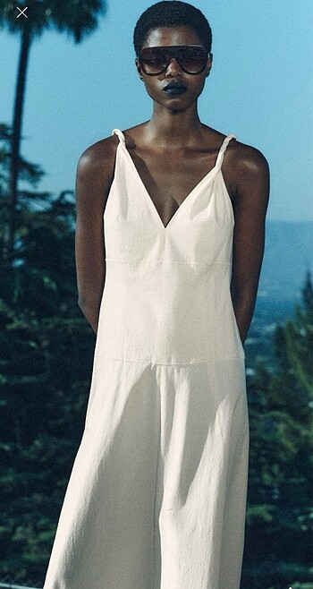Zara ZW Collection Askılı Midi Elbise