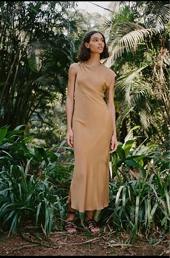 Zara Saten Midi Elbise
