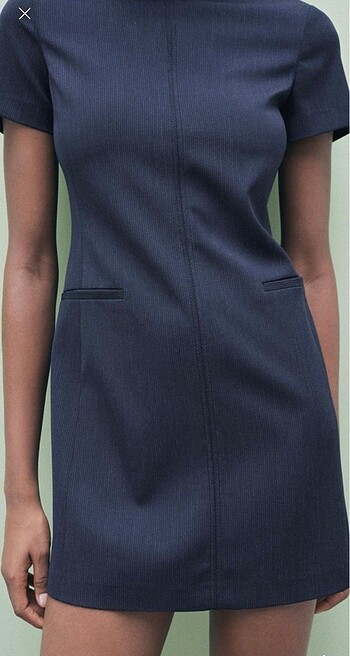 Zara ZW collection ince çizgili kısa elbise
