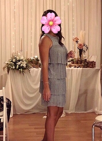 s Beden gri Renk Zara Parıltılı iplikten kısa elbise