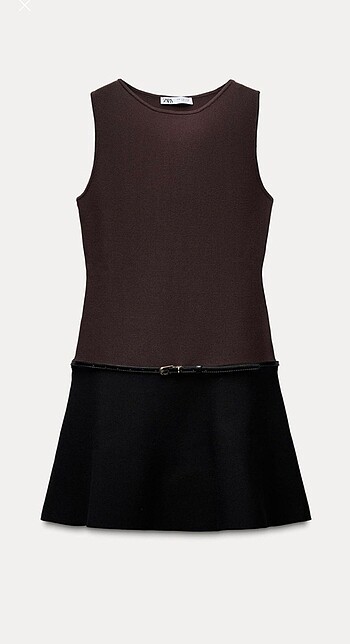 Zara Kemerli Mini Dokuma Elbise