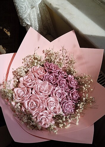 diğer Beden pembe Renk Pembe solmayan gül buketi
