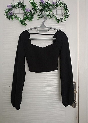 Siyah crop bluz