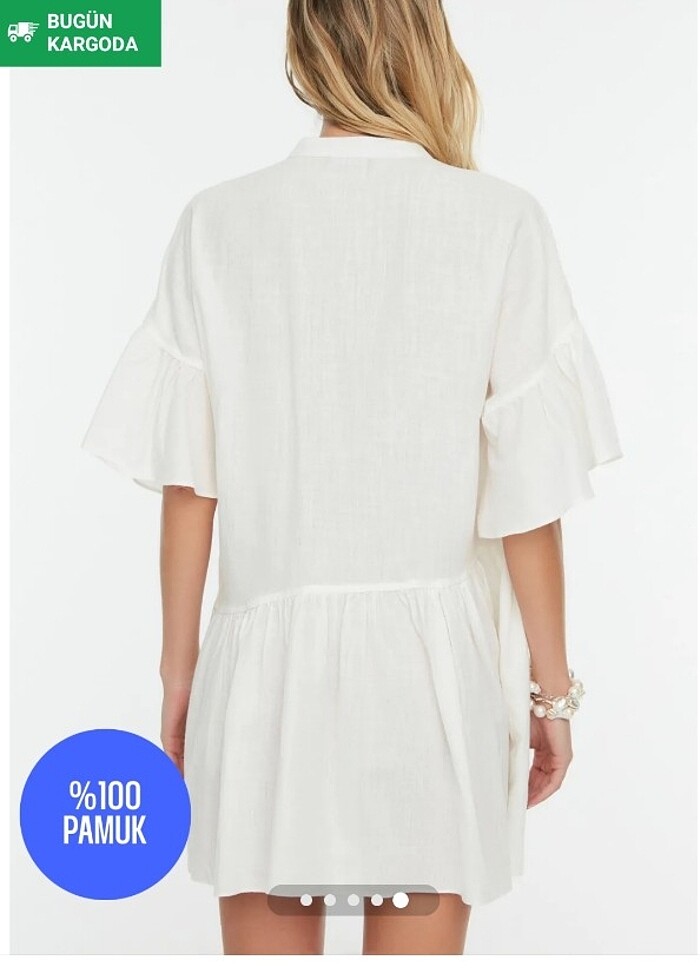 Beyaz plaj elbisesi - Görsel 2