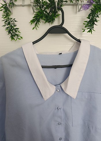 Mavi Pamuklu Düğmeli Mini Gömlek - Görsel 2