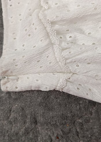 Kadın Beyaz Nakışlı Fırfırlı Mini Etek - Görsel 6