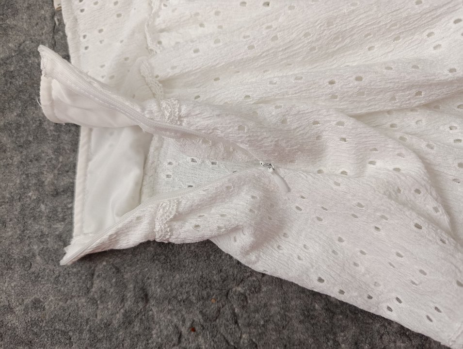 Kadın Beyaz Nakışlı Fırfırlı Mini Etek - Görsel 5