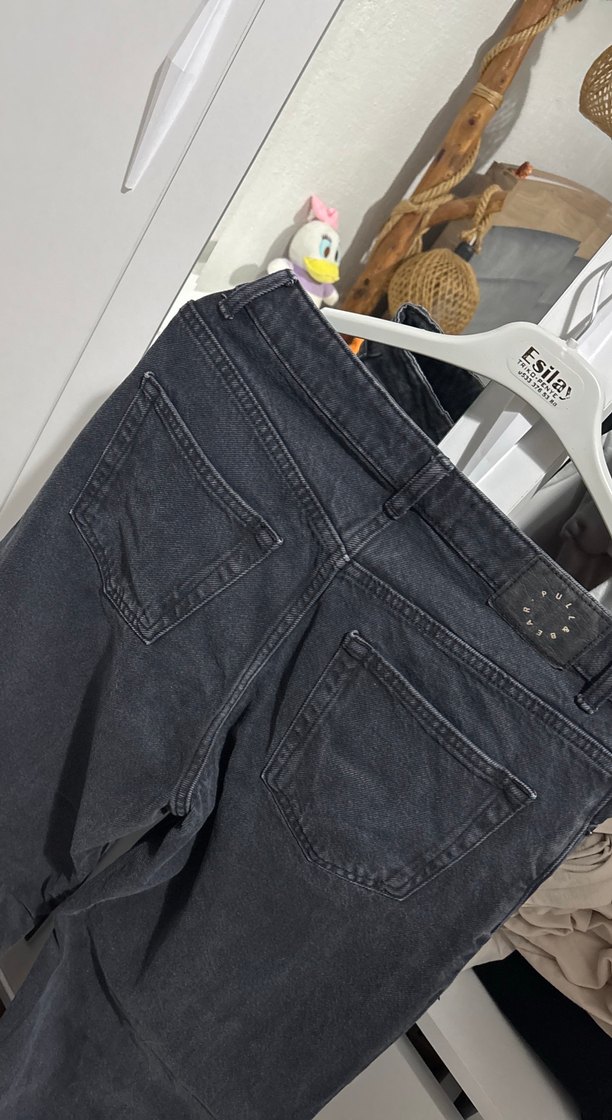 PULL AND BEAR siyah basic wide leg jean - Görsel 2