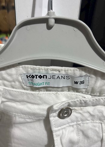 KOTON beyaz straight fit kargo pantolon - Görsel 2