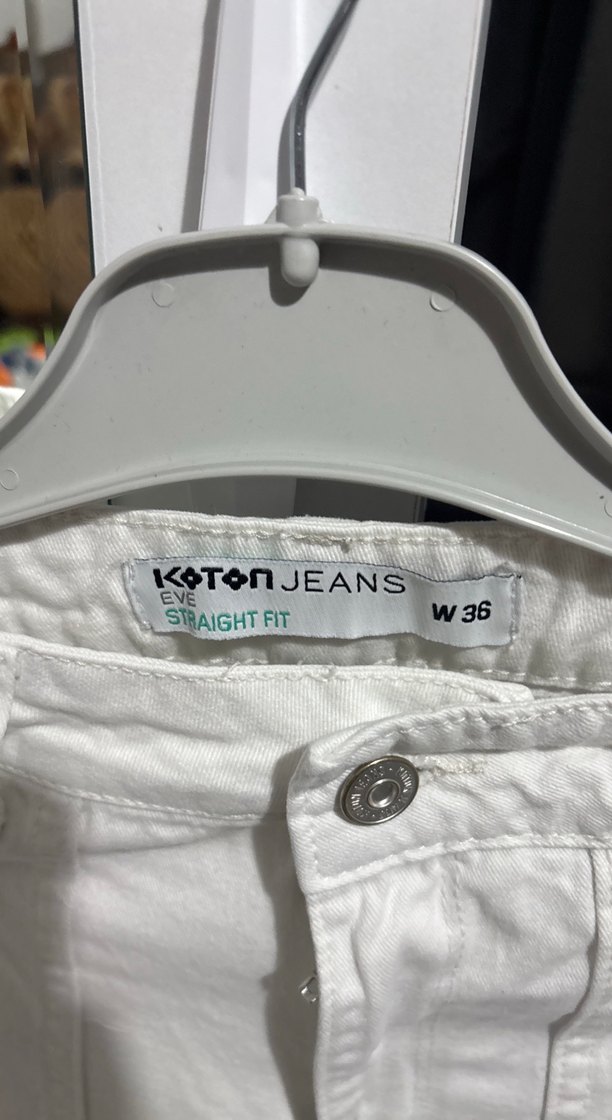 KOTON beyaz straight fit kargo pantolon - Görsel 2