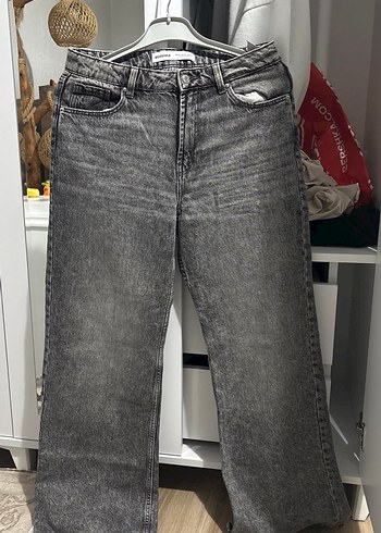 BERSHKA gri baggy jean pantolon - Görsel 2