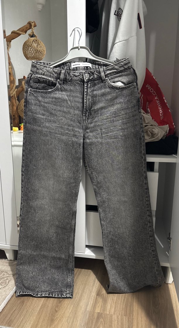 BERSHKA gri baggy jean pantolon - Görsel 2