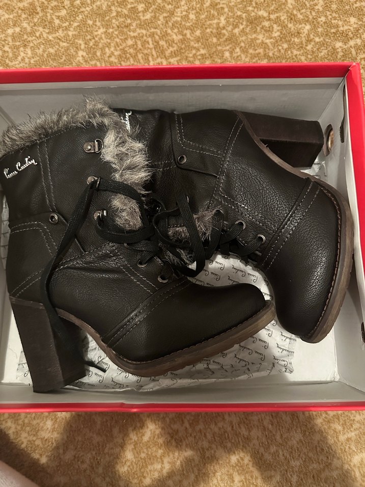 Pierre Cardin Siyah Deri Platform Topuklu Kadın Bot - Görsel 3