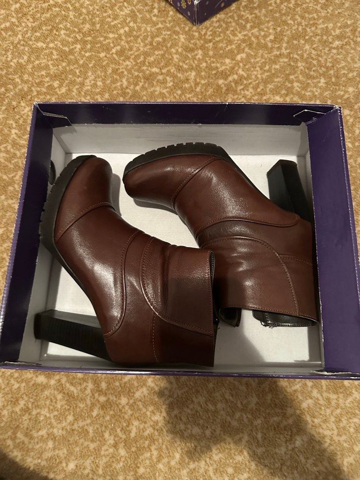 Kahverengi Deri Platform Topuklu Kadın Bot - Görsel 2