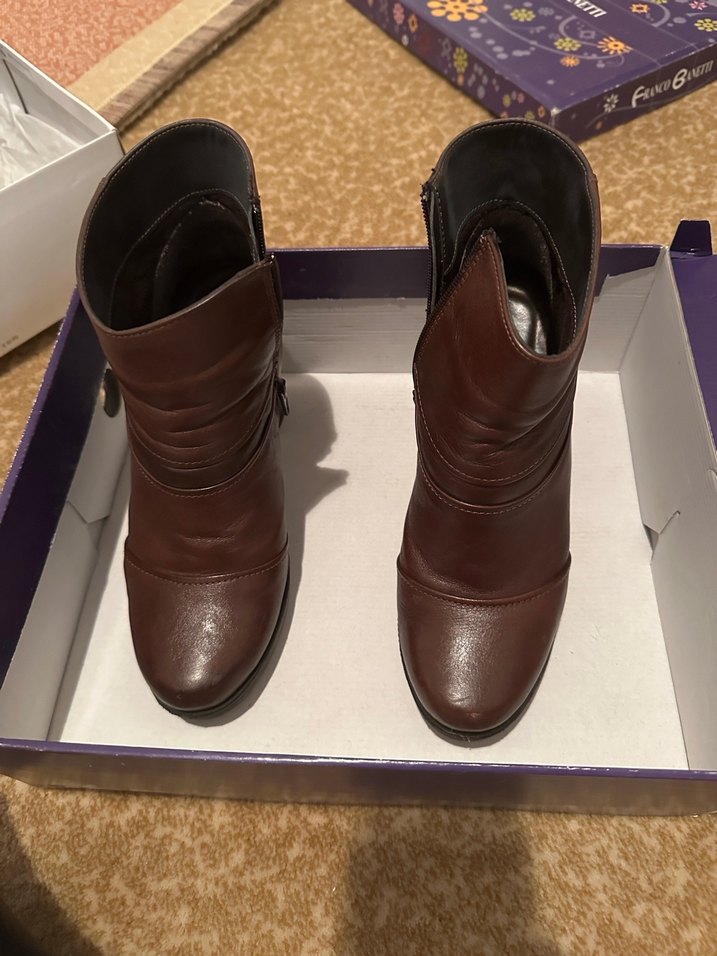 Kahverengi Deri Platform Topuklu Kadın Bot - Görsel 3