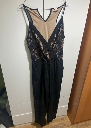 Dantelli Siyah Uzun Kadın Tulum forever 21 - Görsel 2