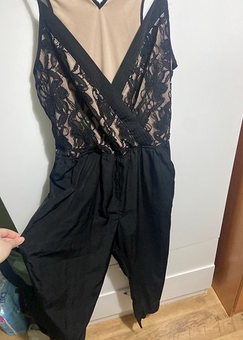 Dantelli Siyah Uzun Kadın Tulum forever 21 - Görsel 3