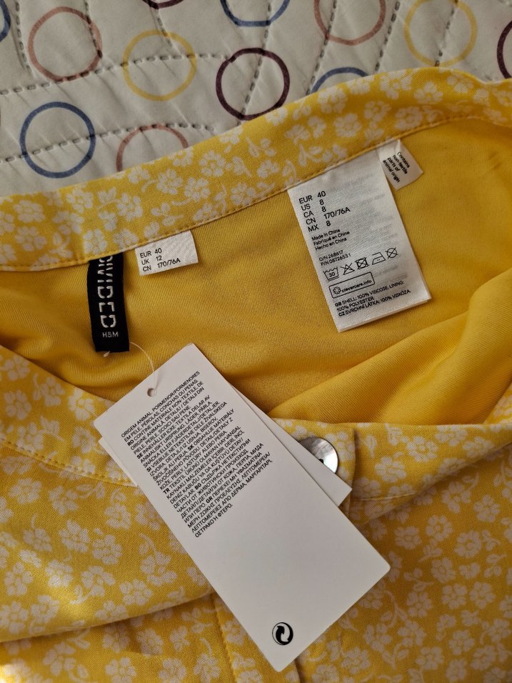 Sarı Düğmeli Midi Desenli Mini Etek H&M - Görsel 3
