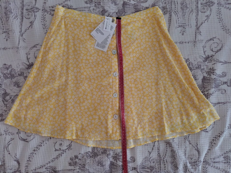 Sarı Düğmeli Midi Desenli Mini Etek H&M - Görsel 2