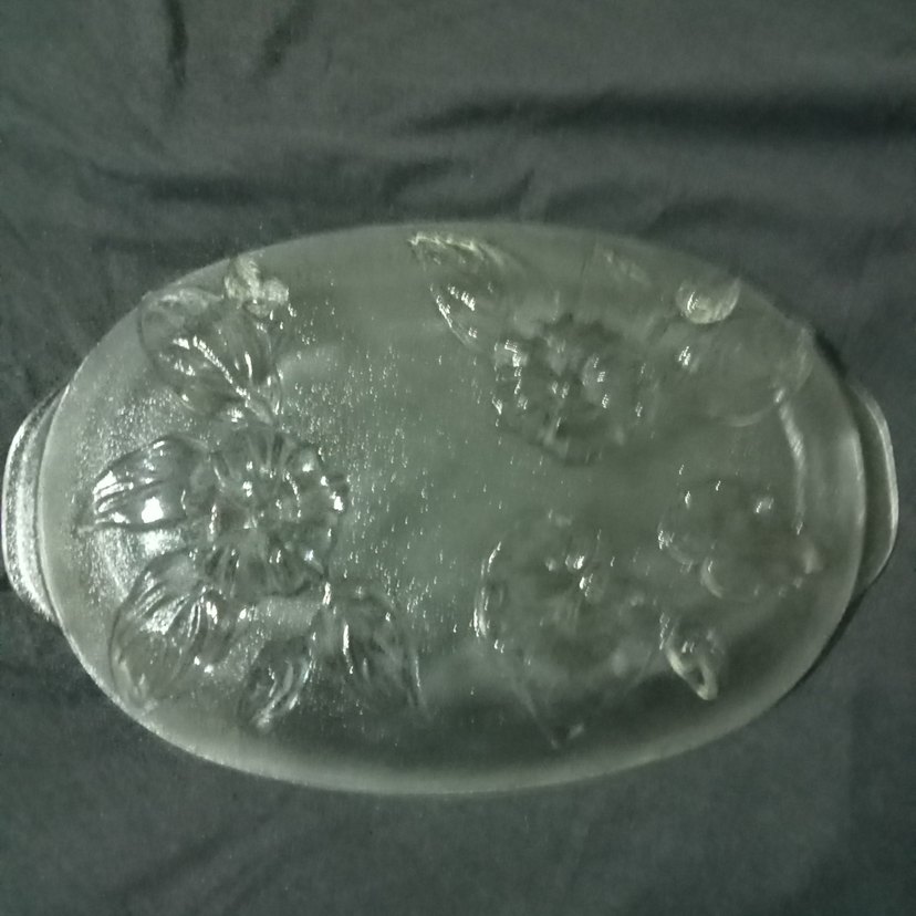 vintige el.islemeli çiçek desenli kalın cam servis tabağı - Görsel 3