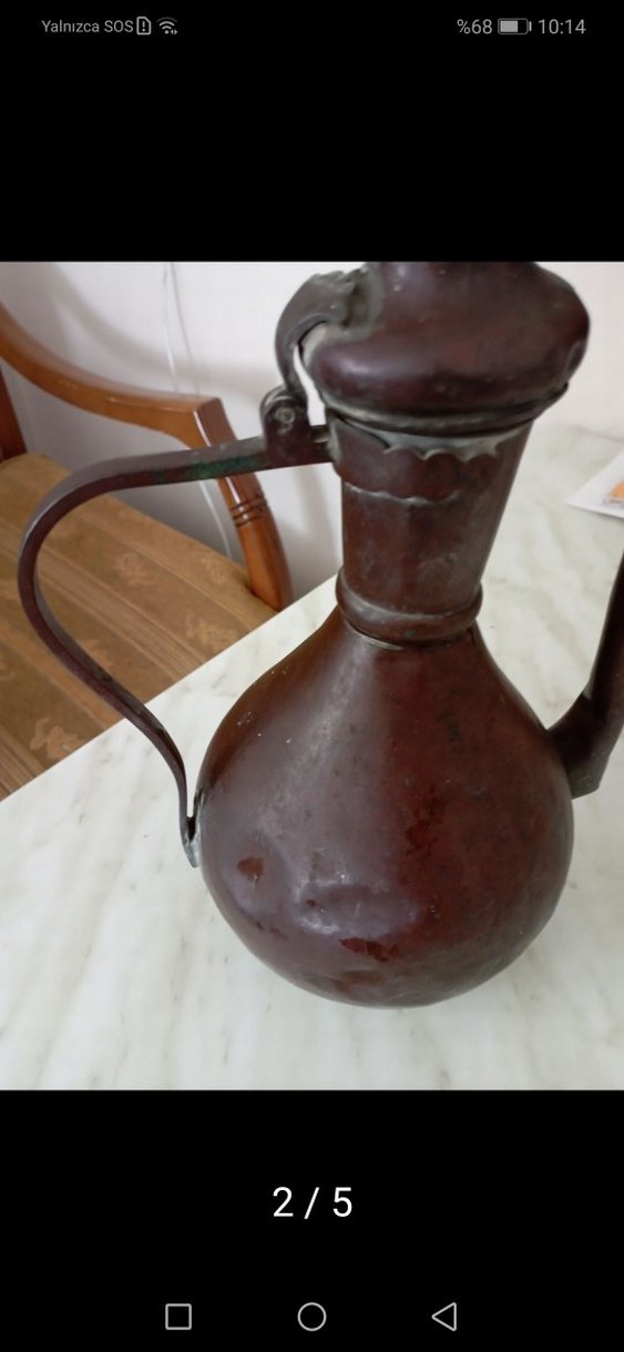 Parlak Kahverengi Bakır ibrik - Görsel 3