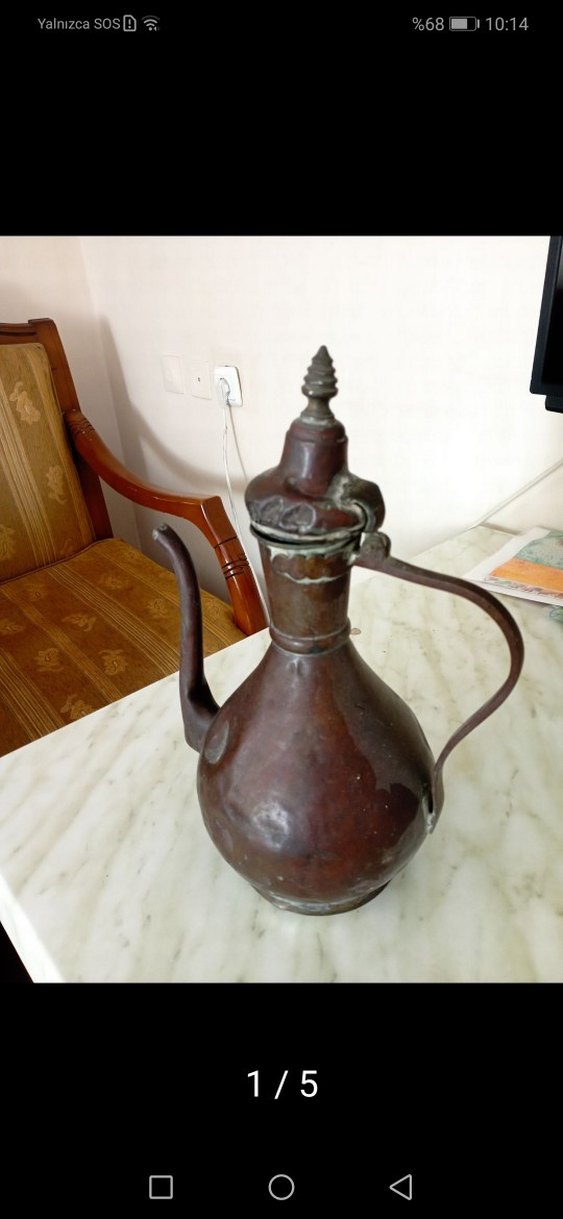 Parlak Kahverengi Bakır ibrik - Görsel 2