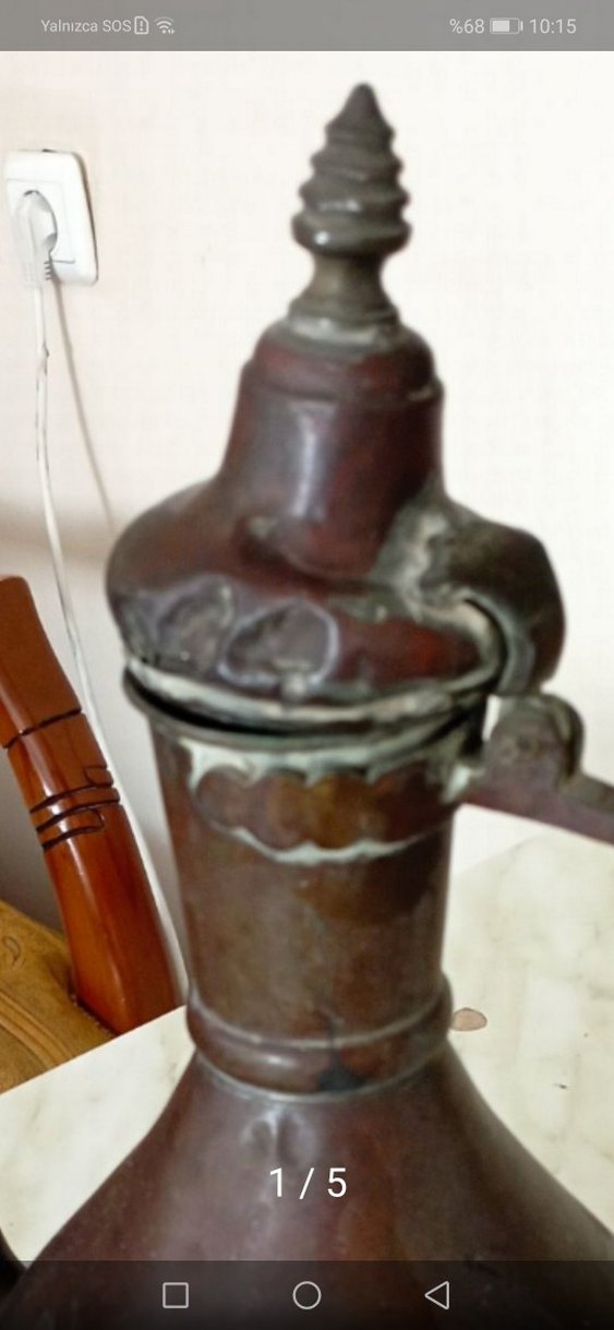 Parlak Kahverengi Bakır ibrik - Görsel 4