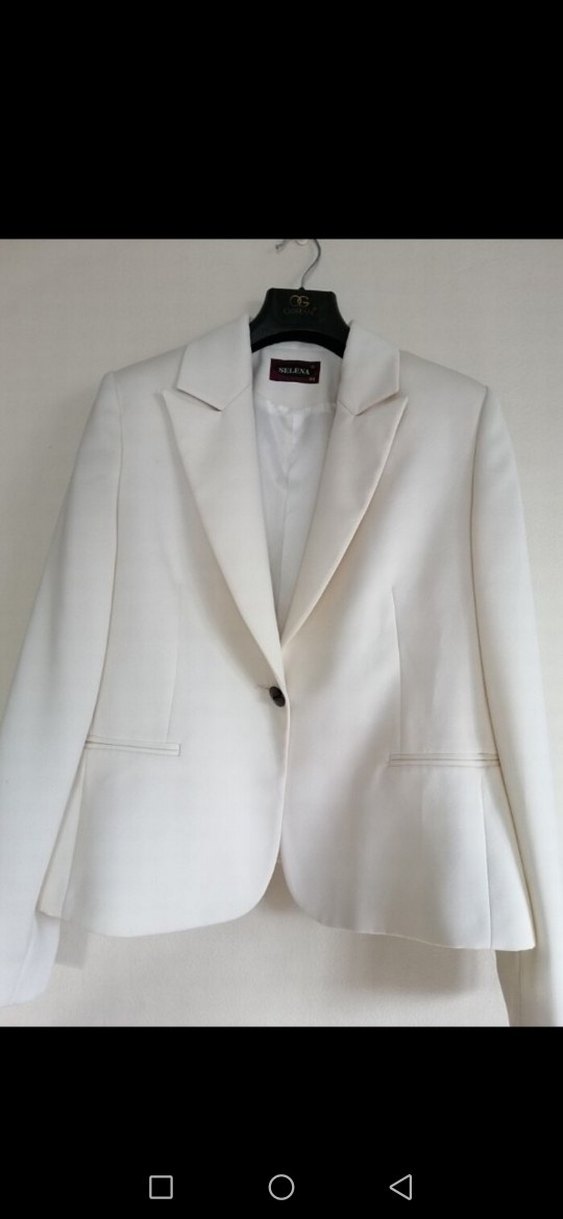 Düğmeli Krem Kadın Blazer Ceket - Görsel 4