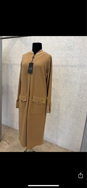 Diğer Gabardin Kumaş Uzun Kap Camel