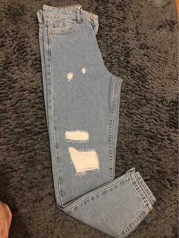 xs Beden mavi Renk Yırtık Jean