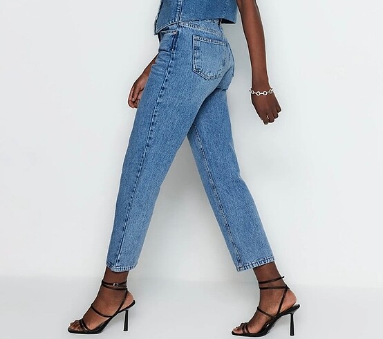 36 Beden Mavi Yüksek Bel Straight Jeans