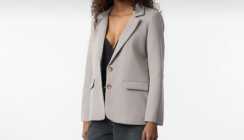 Trendyol & Milla Gri Regular Astarlı Düğmeli Dokuma Blazer Ceket