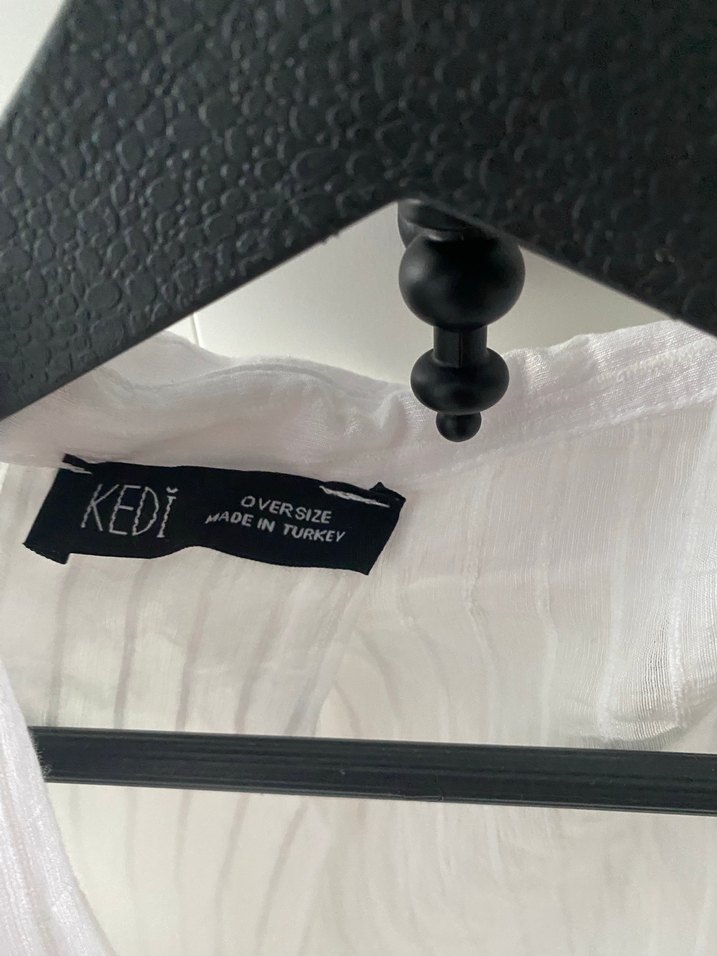 Beyaz, Salaş, Keten Kadın Gömlek - Görsel 4