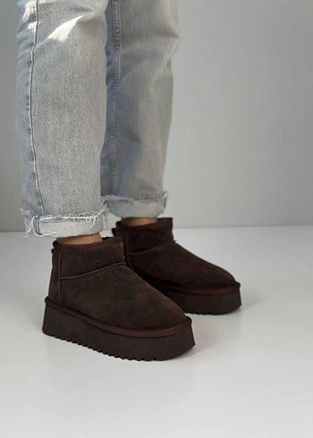 Kahverengi Kadın Süet Kürklü Dolgu Topuk Bot - Görsel 2