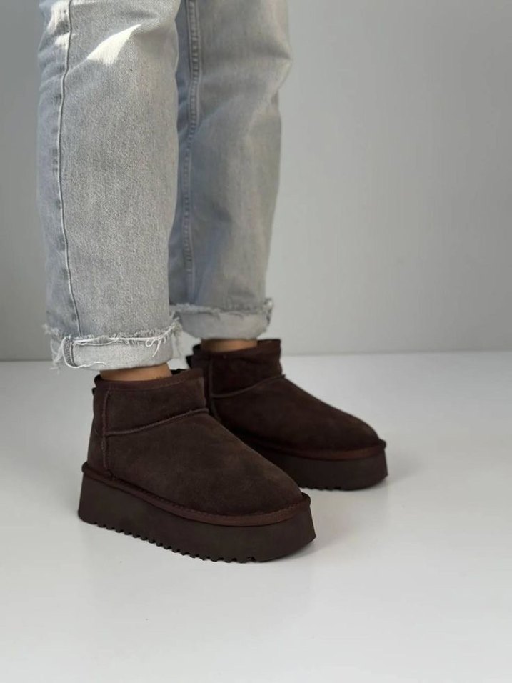 Kahverengi Kadın Süet Kürklü Dolgu Topuk Bot - Görsel 2