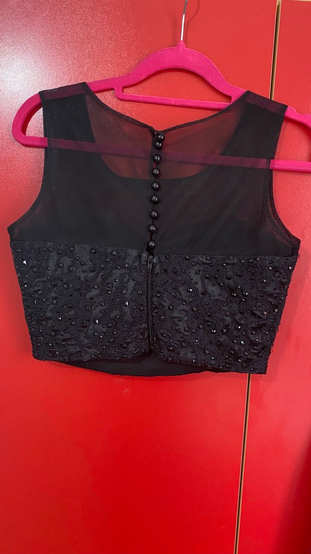 Uzun Bordo Straplez Nakışlı Abiye - Görsel 3