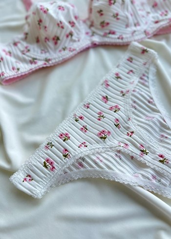 Çiçek Desenli Vintage Parisian Sütyen Seti - Görsel 11