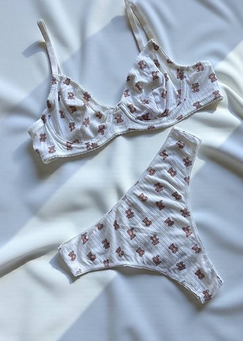 Çiçek Desenli Vintage Parisian Sütyen Seti - Görsel 3