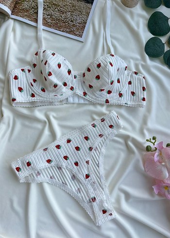 Çiçek Desenli Vintage Parisian Sütyen Seti - Görsel 10